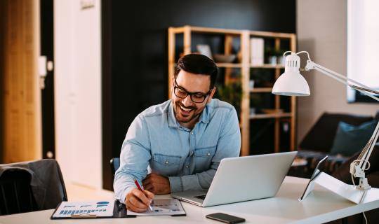 Man working on a laptop computer