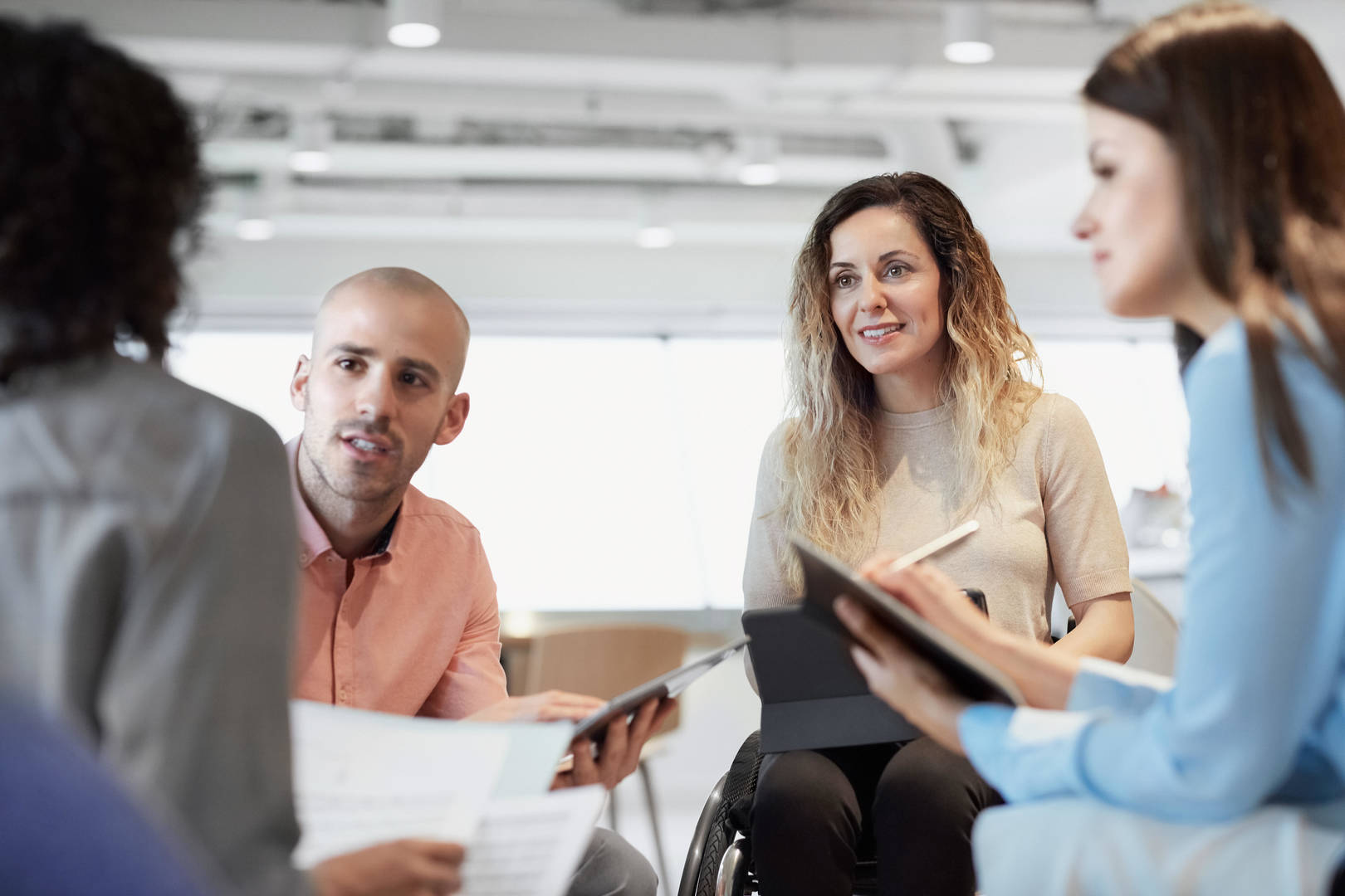 Coworkers at meeting